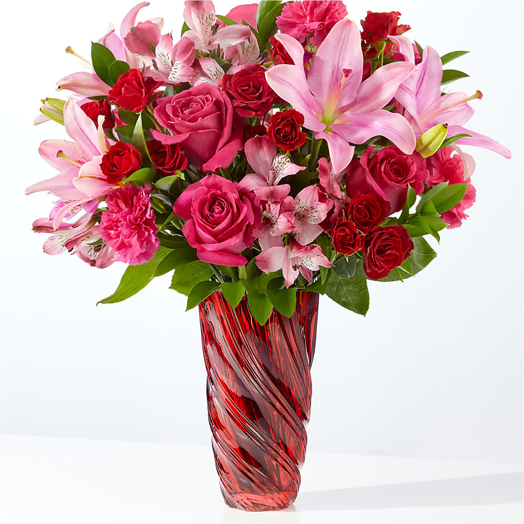 In Love Bouquet with Luxe Swirl Vase – Showcase Flowers, San Francisco CA