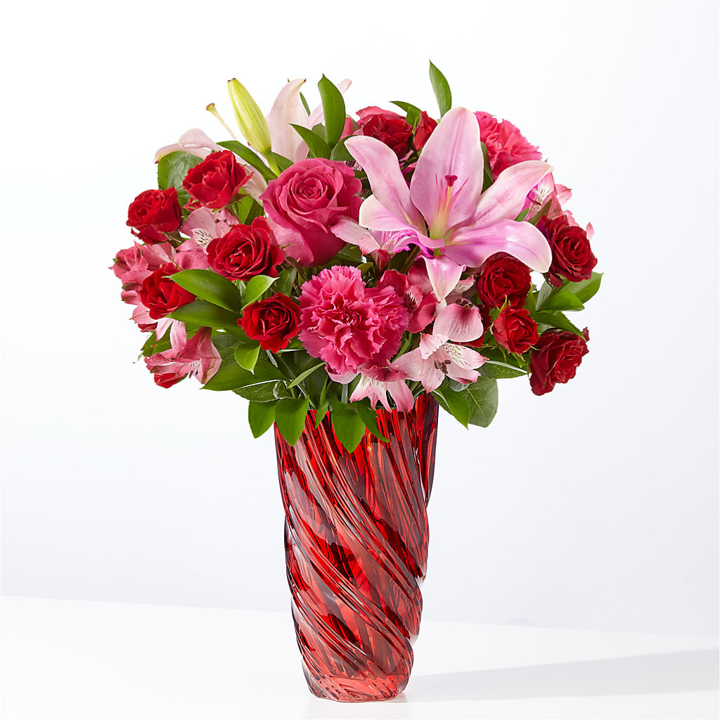 In Love Bouquet with Luxe Swirl Vase – Showcase Flowers, San Francisco CA