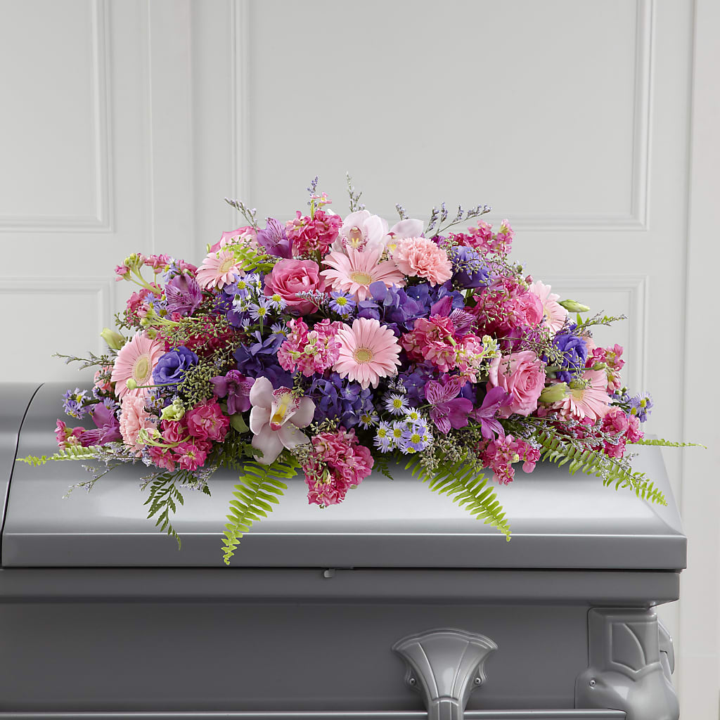 Glorious Garden Casket Spray – Showcase Flowers, San Francisco CA