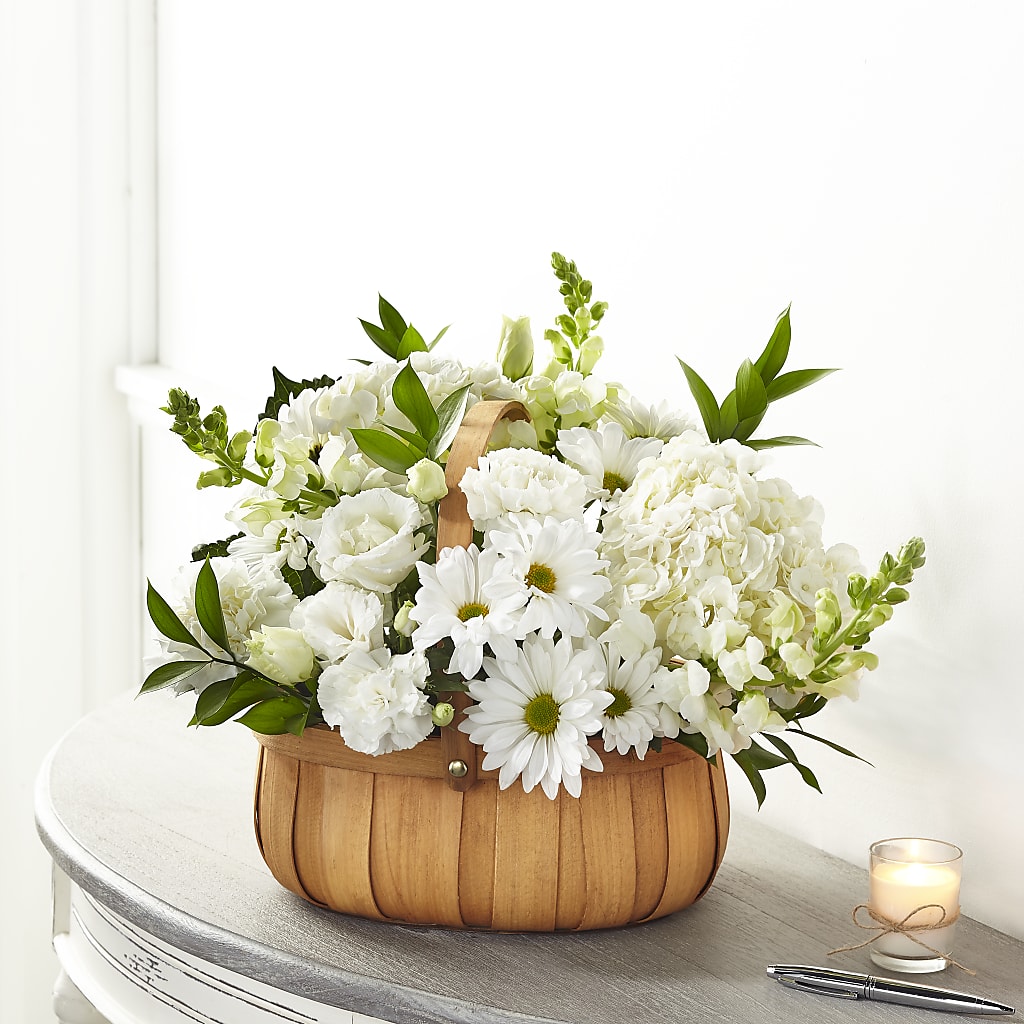 Pure Ivory Basket – Showcase Flowers, San Francisco CA