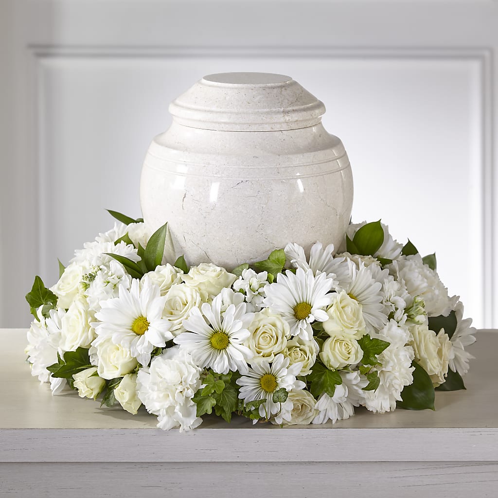 Ivory Gardens Cremation Adornment – Showcase Flowers, San Francisco CA