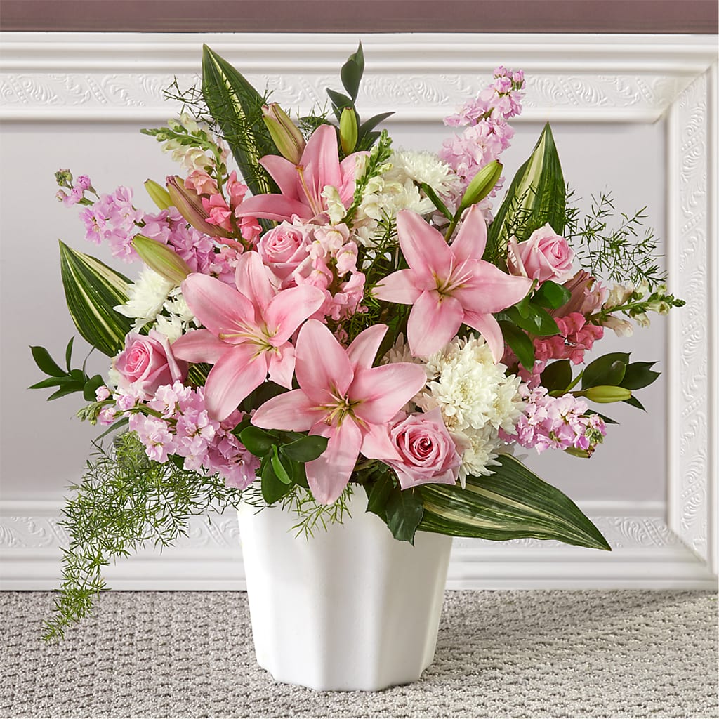 Simply Serene Floor Basket – Showcase Flowers, San Francisco CA