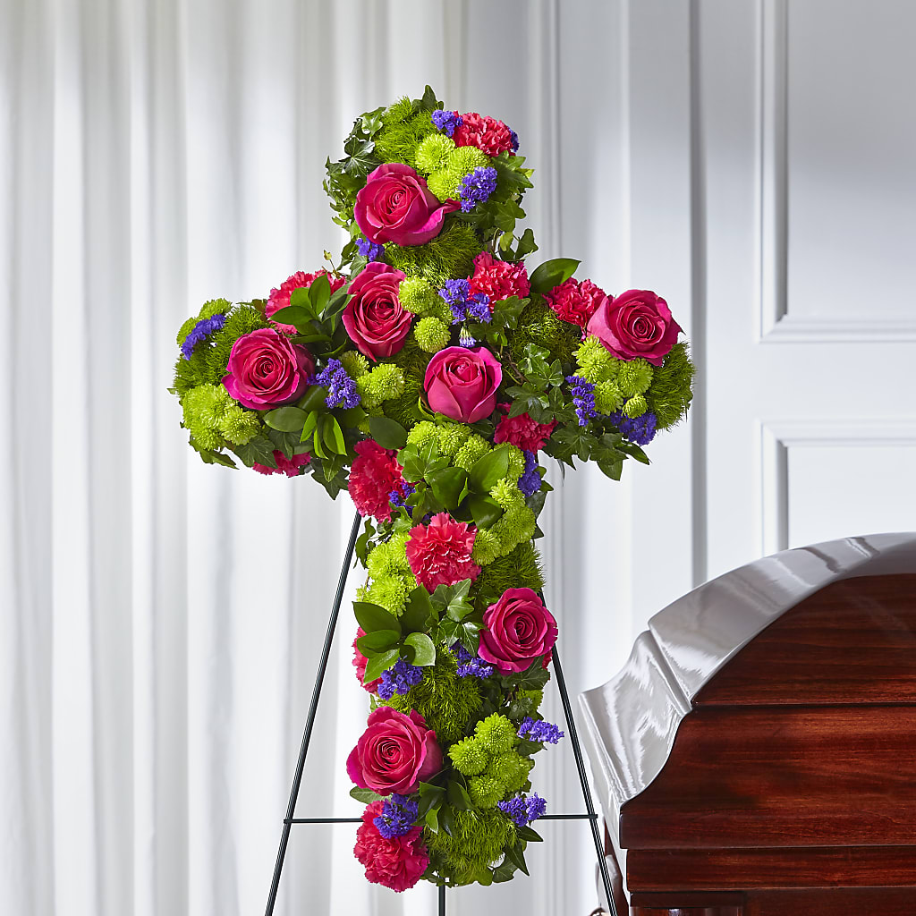 Tribute Rose Floral Cross – Showcase Flowers, San Francisco CA
