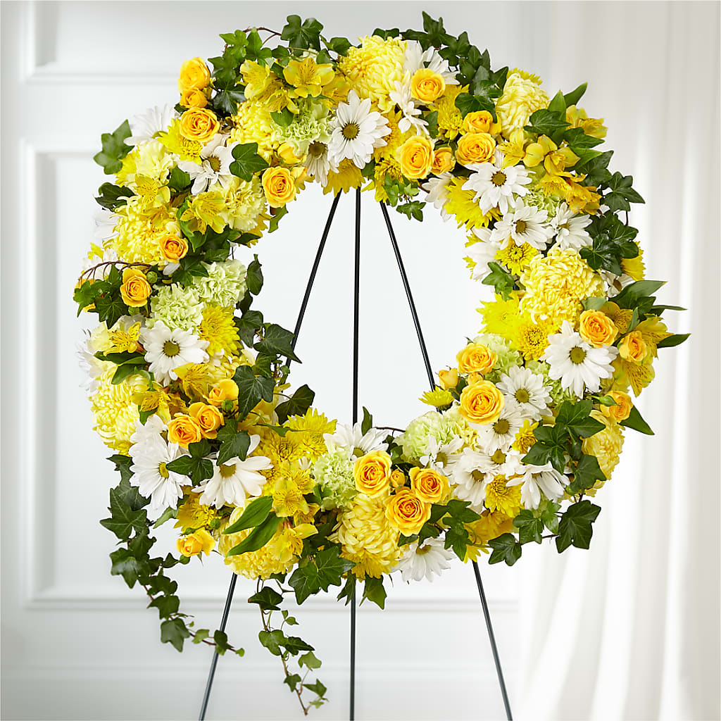 Golden Remembrance Wreath – Showcase Flowers, San Francisco CA