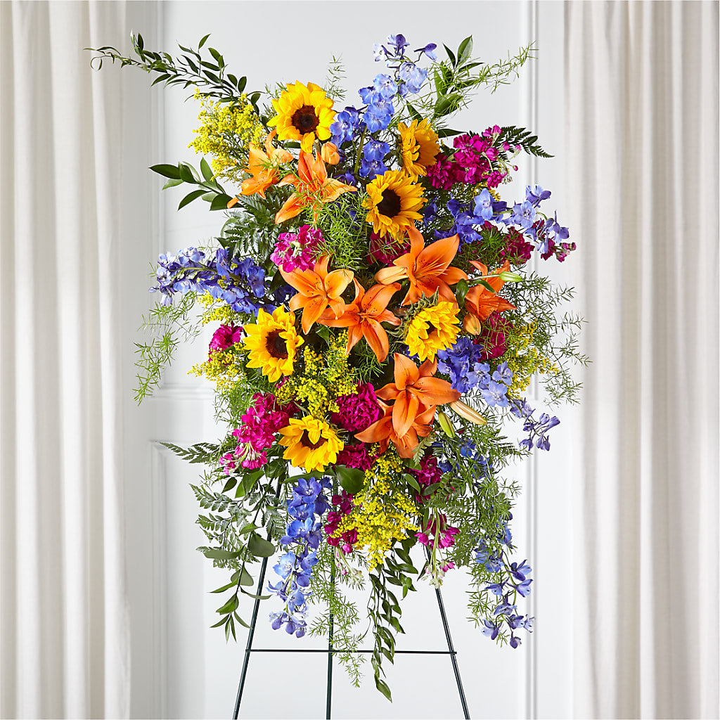 Sunlit Memories Standing Spray (Standard) – Showcase Flowers, San Francisco CA