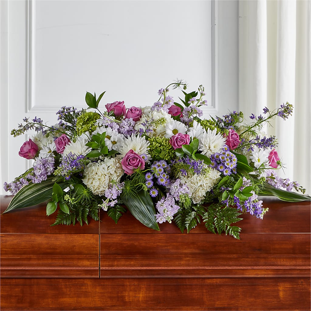 Meadows of Serenity Casket Spray – Showcase Flowers, San Francisco CA