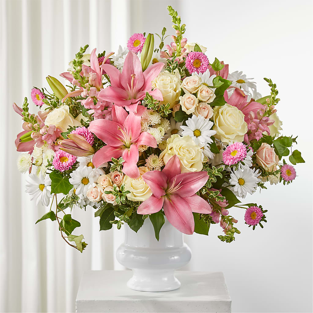 Empathetic Blooms Urn Arrangement – Showcase Flowers, San Francisco CA