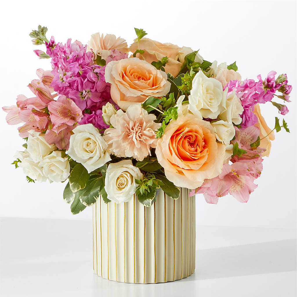 Paradise Bouquet with Ivory Vase – Showcase Flowers, San Francisco CA