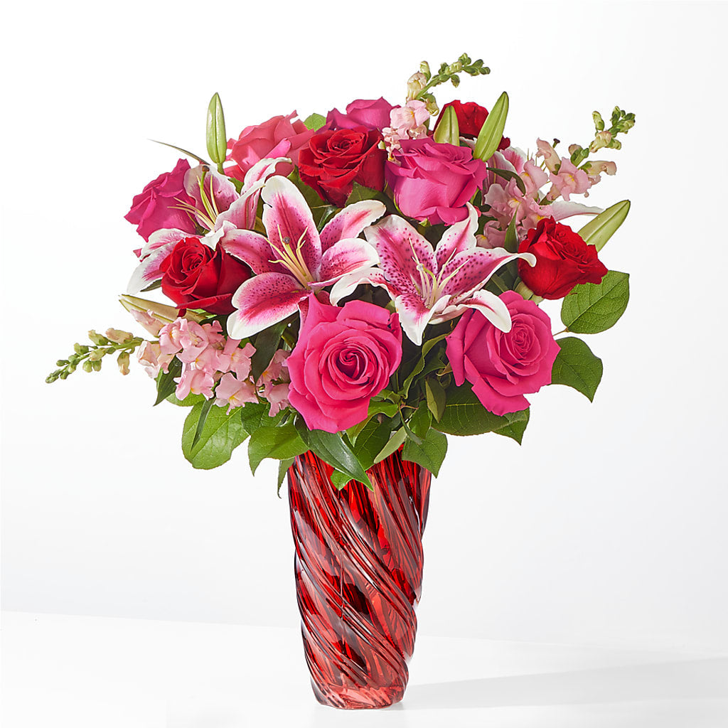 Always You Bouquet with Luxe Swirl Vase – Showcase Flowers, San Francisco CA