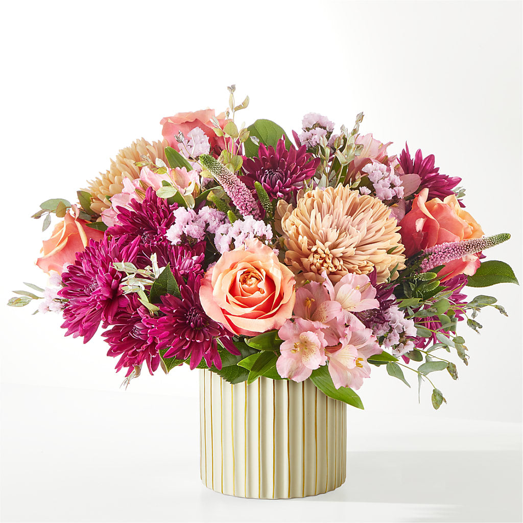 Berry Cobbler Bouquet with Ivory Vase – Showcase Flowers, San Francisco CA