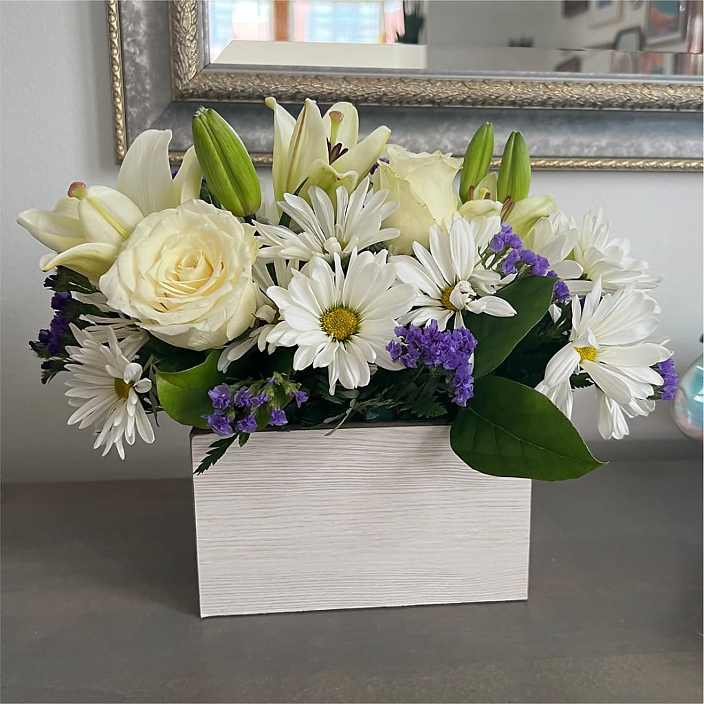 Beyond Blue Box Bouquet –  Showcase Flowers, San Francisco CA