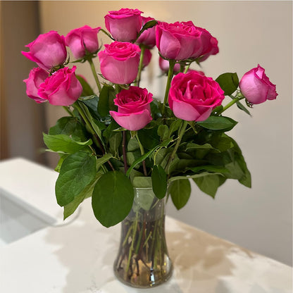 Long Stem Pink Rose Bouquet –  Showcase Flowers, San Francisco CA