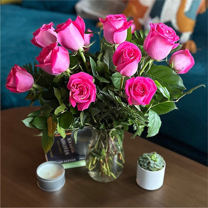 Long Stem Pink Rose Bouquet –  Showcase Flowers, San Francisco CA