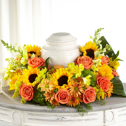 Faithful Sunflower Cremation Adornment –  Showcase Flowers, San Francisco CA