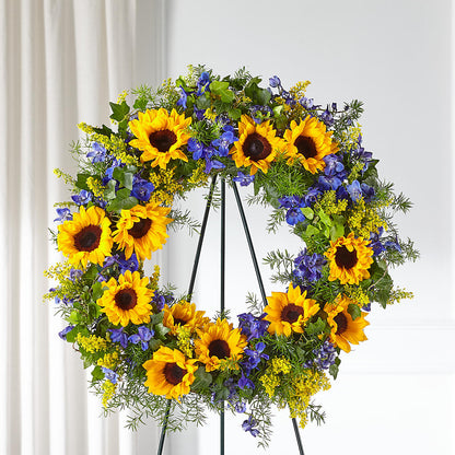 Bright Rays Wreath –  Showcase Flowers, San Francisco CA