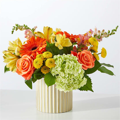 Autumn Sunshine Bouquet with Ivory Vase –  Showcase Flowers, San Francisco CA